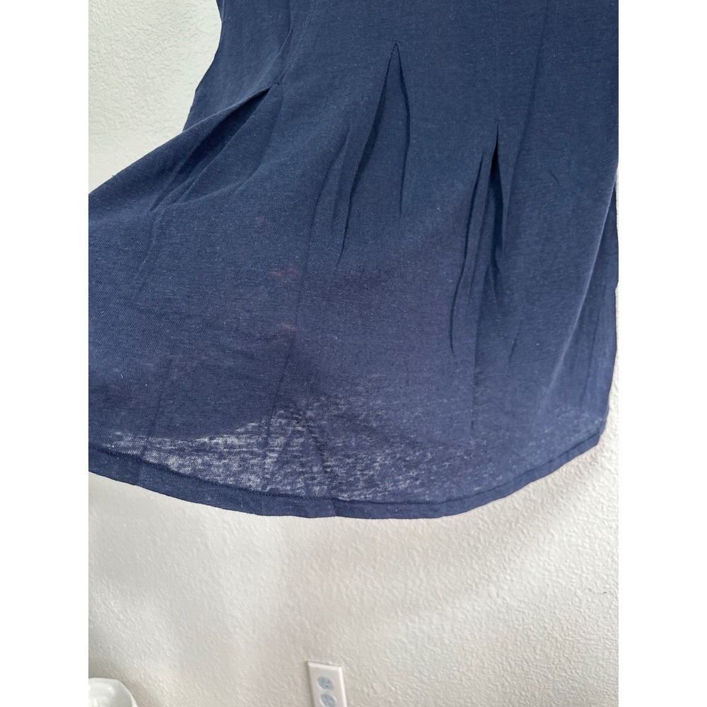 Tulip B  Womens Navy Blue Linen Blend High-Low Pleated Back Top S - Picture 6 of 11